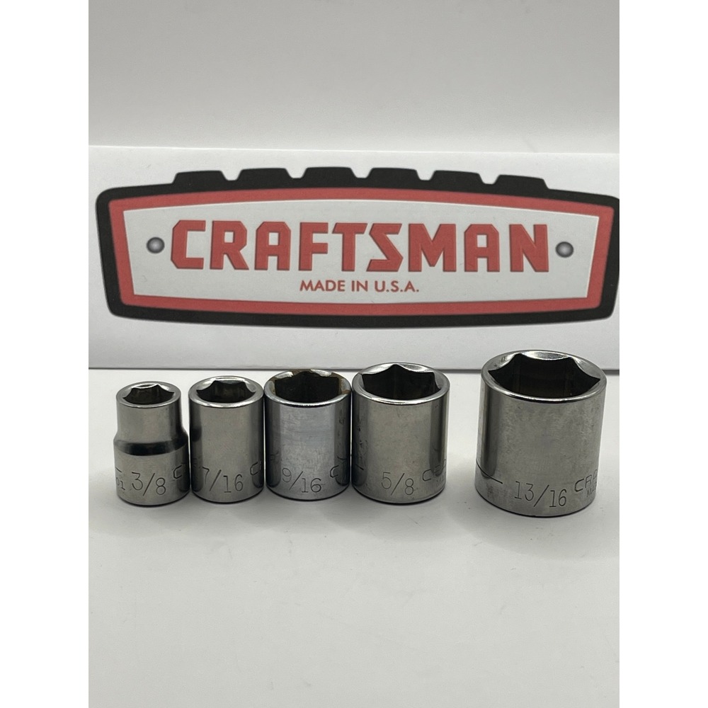 Craftsman 5pc SAE 6 Point Socket Set 3/8 Drive Made USA 43001 43002 43004 43005